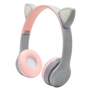 Audífonos Bluetooth de diadema orejas de gato con luz LED