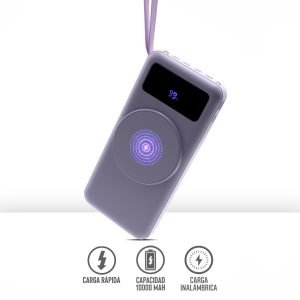 Power Bank de 10000 mAh con Carga Inalámbrica y Linterna LED