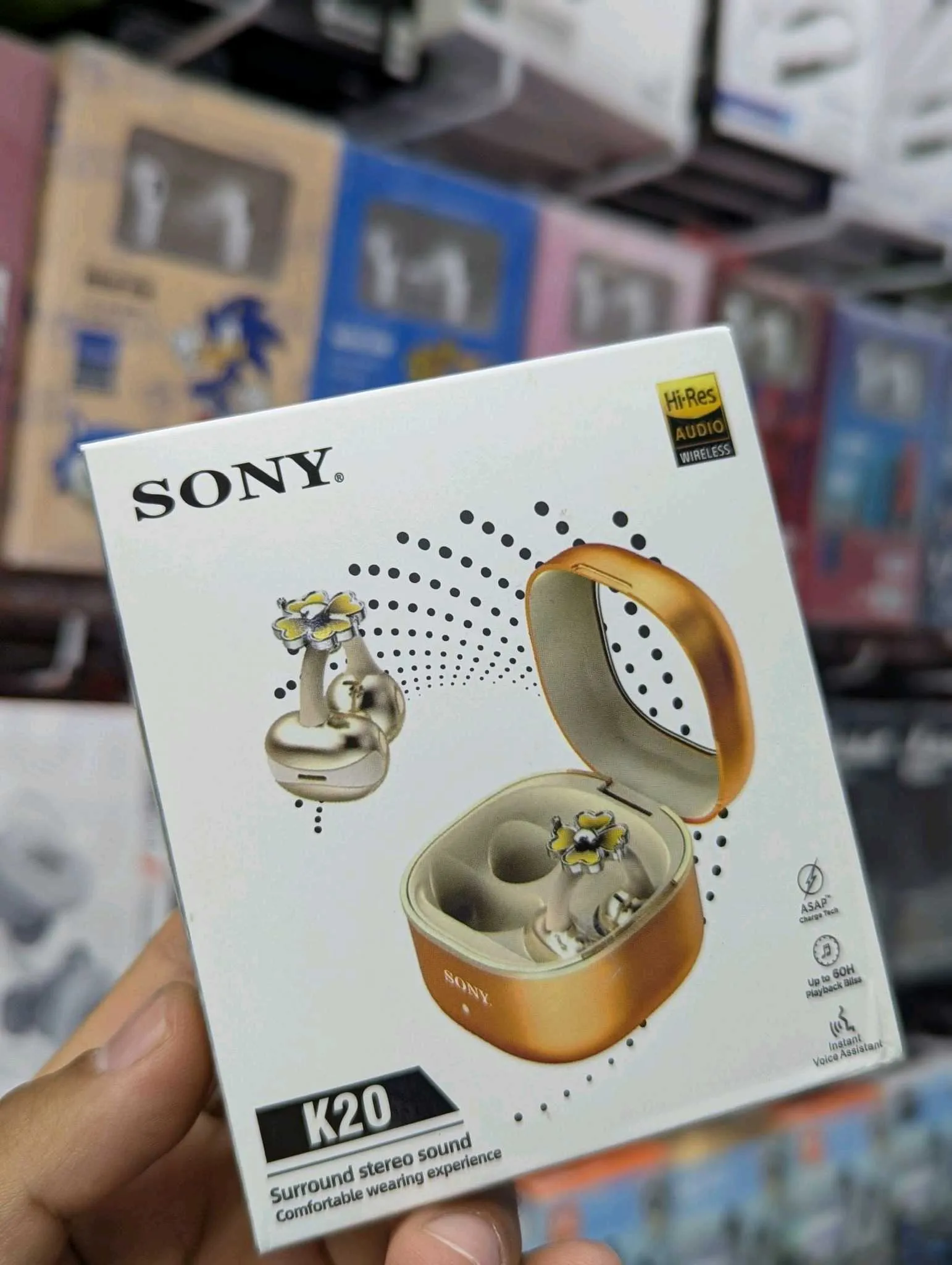 Audífonos Bluetooth Tipo Sony con Dije de Flor